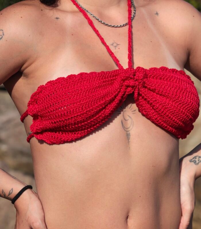 Top Crochê Handmade Vermelho